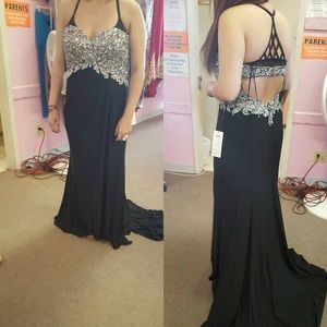 Long black strapless dress